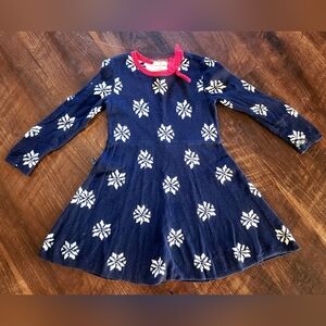 Hanna Andersson Navy Blue Snowflake Sweater Dress